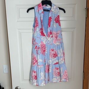 Vineyard Vines Blue & Pink Floral Stripe Button-Up